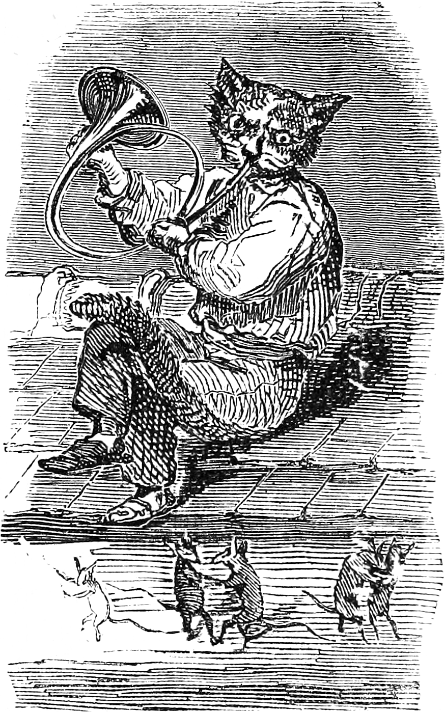 ブルトンの描いたホルンを吹くネコの絵